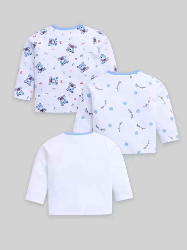 Baby Boys & Baby Girls Printed Pure Cotton Regular T Shirt (Multicolor, Pack of 3)