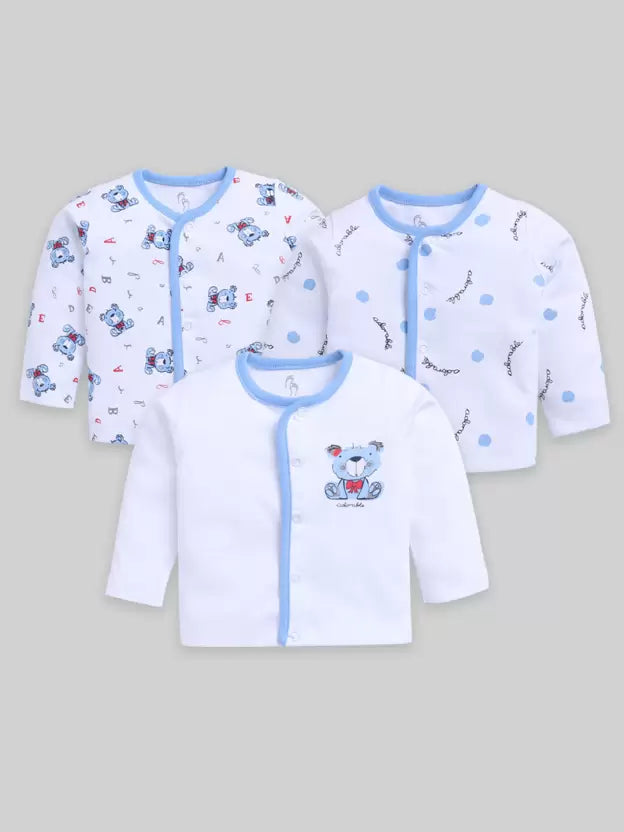 Baby Boys & Baby Girls Printed Pure Cotton Regular T Shirt (Multicolor, Pack of 3)