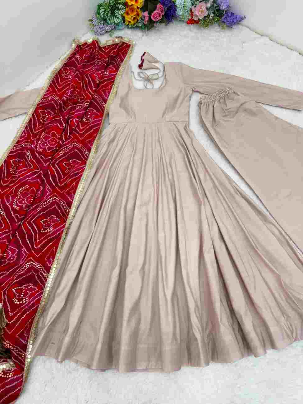 Heavy Roman Cotton Anarkali gown for women