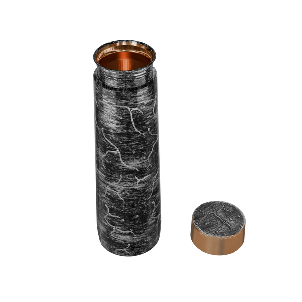 Pure Copper Elegant 1000 ml Premium Coated Water Bottles (Silver Black Abstract, 1000 Ml) (Copy)