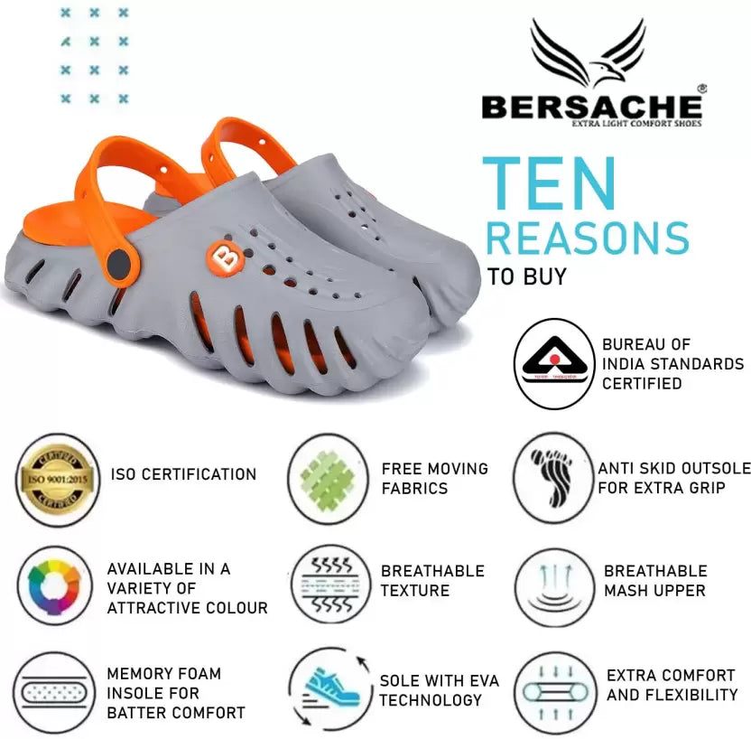 Sling Back Clogs For Boys (Grey , 5.5 -6 Years)