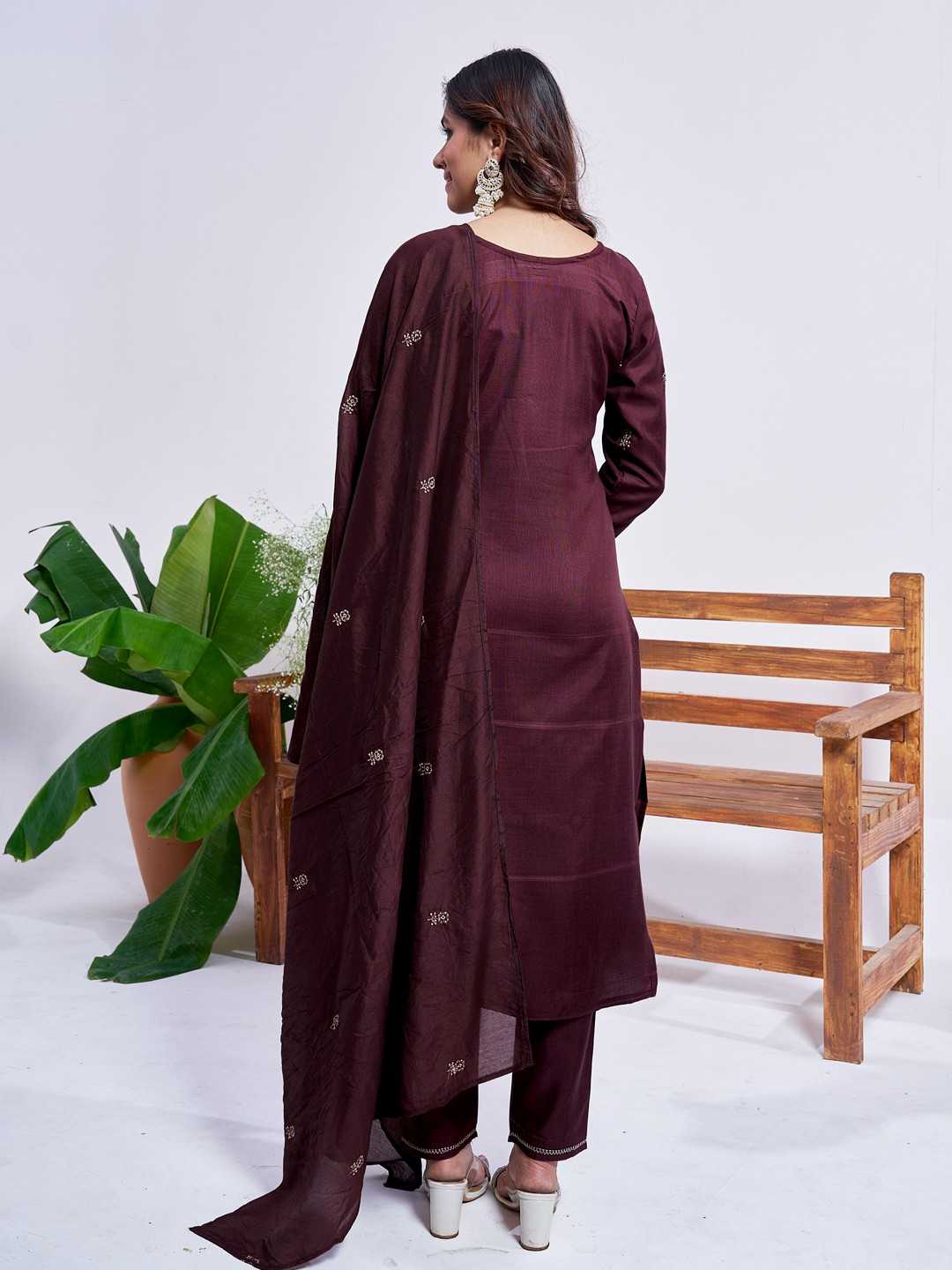 Fully Stiched Rayon Embroidered Kurti Pant Dupatta