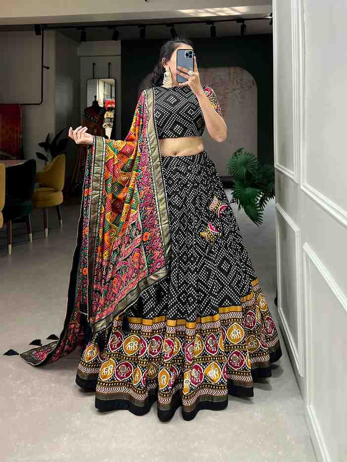 Tusser Silk Floral Lehenga Choli with Dupatta – Stitched Set
