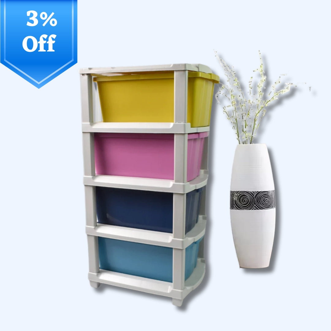 4-Layer Plastic Drawer Storage Organizer, Multi-Purpose Cabinet (1 Pc)