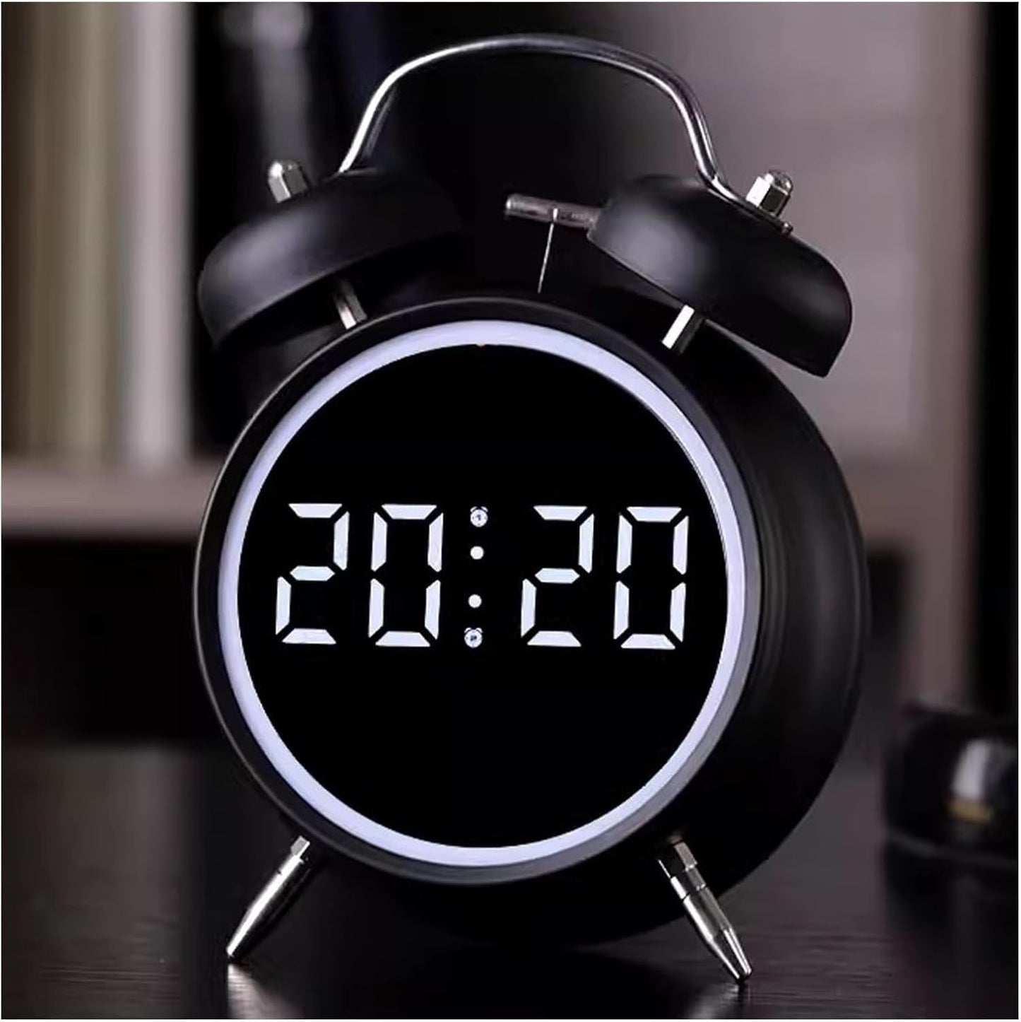 Alarm Clock Rechargable Digital Alarm Clock, Twin Bell, Night Light, Easy To Set, Very Loud For Teens And Senior Citizens Bedside Clock (Black)