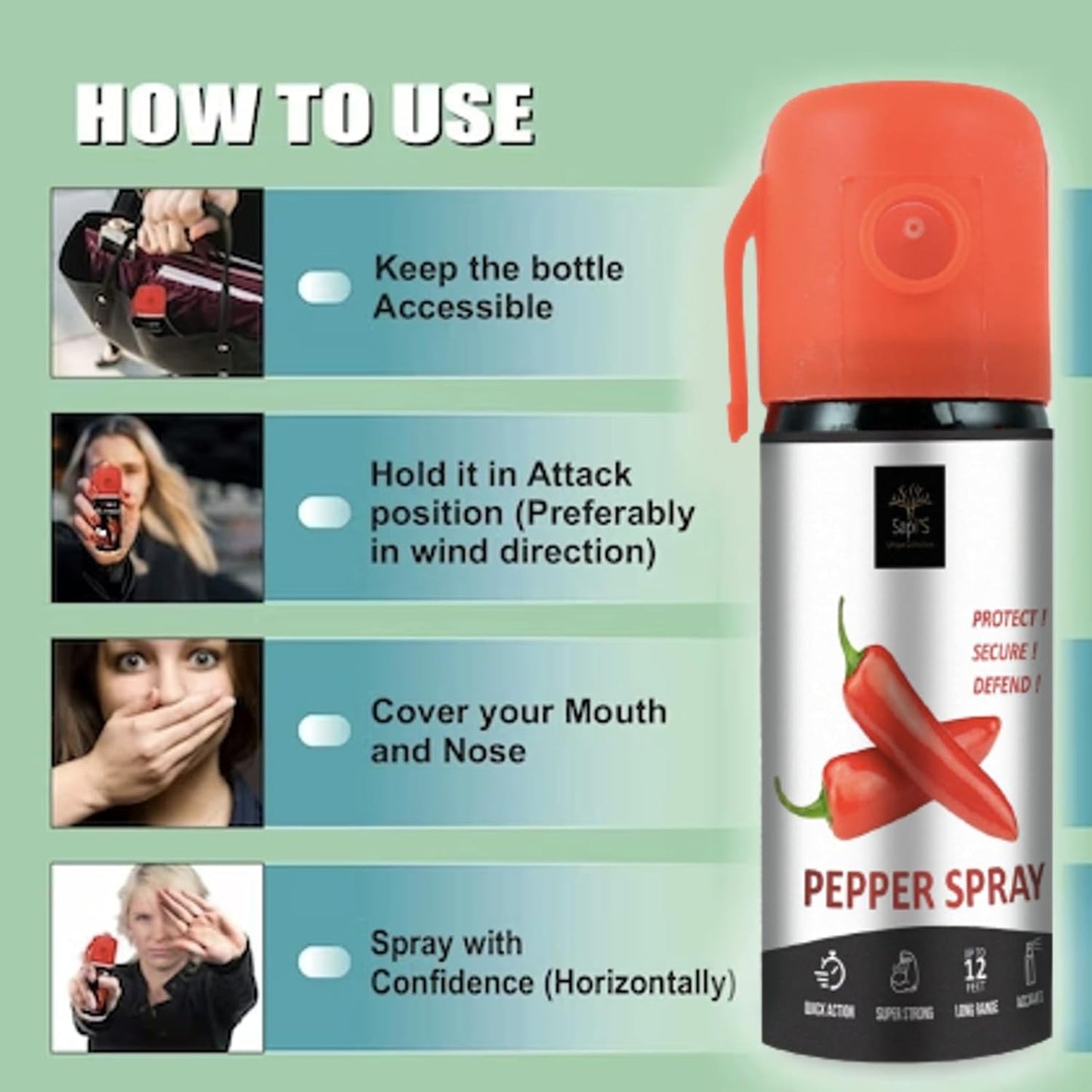 Super-Strong Self Defence Pepper Spray for Women Safety