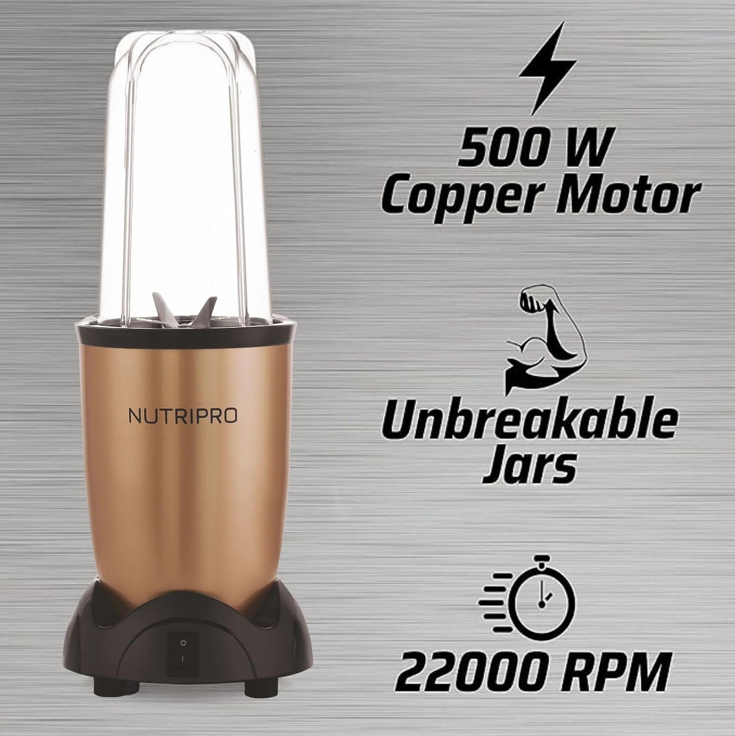 NutriPro Juicer Mixer Grinder - Smoothie Maker - 500 Watts (2 Jar, Silver) - 2 Year Warranty LA FORTE