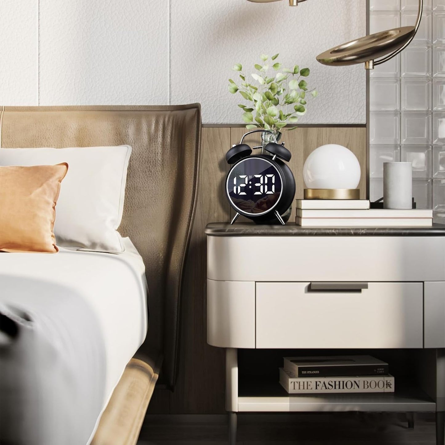 Alarm Clock Rechargable Digital Alarm Clock, Twin Bell, Night Light, Easy To Set, Very Loud For Teens And Senior Citizens Bedside Clock (Black)