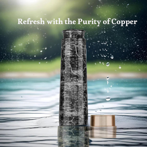Pure Copper Elegant 1000 ml Premium Coated Water Bottles (Silver Black Abstract, 1000 Ml) (Copy)