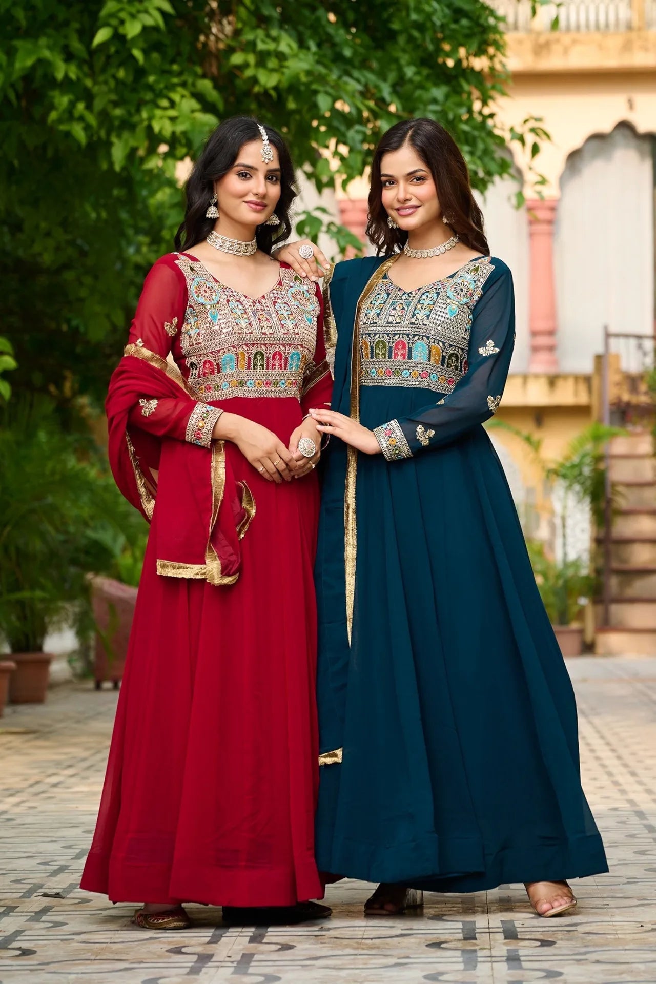 Beautiful Embroidered Gown with Dupatta Set The Shopsy