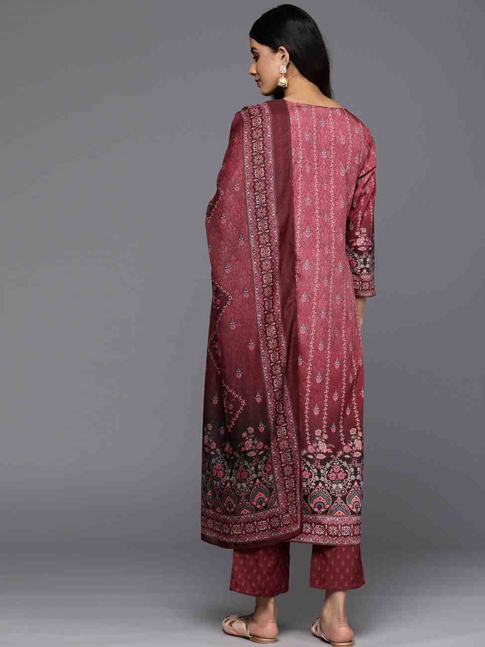 Maroon Cotton Printed Kurta Set with Cotton Dupatta