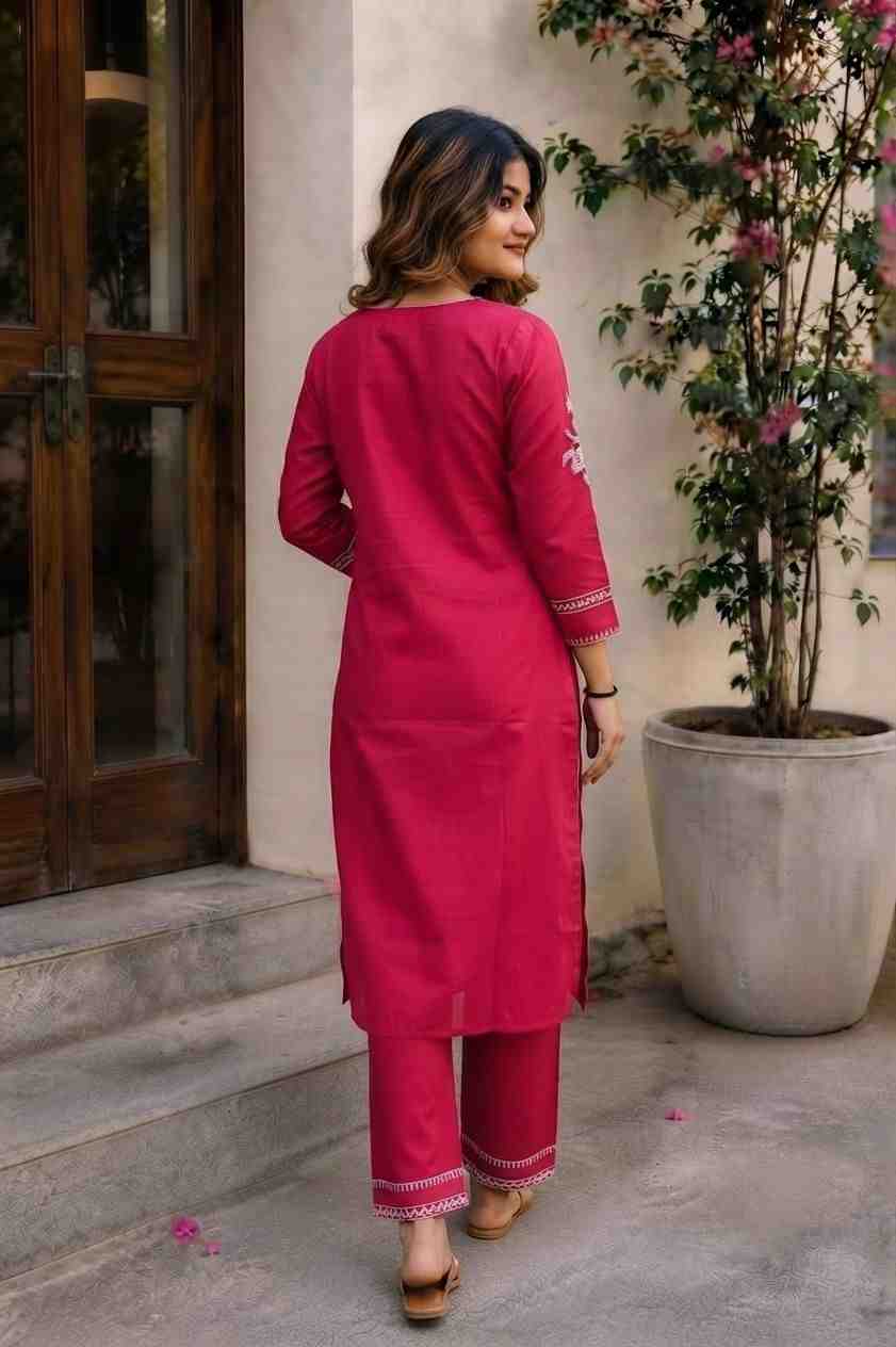 Women Pink Ethnic Kurta Pant Set