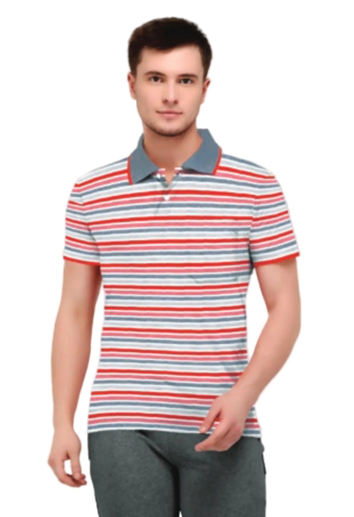 mens stripe polo t shirt stylish casual wear breathable fabric comfortable fit polo tshirt for daily use