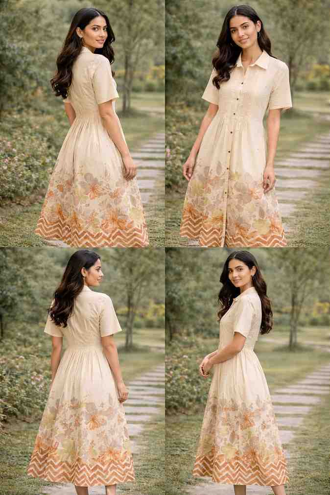 Elegant floral print maxi dress cotton summer outfit indiya Se