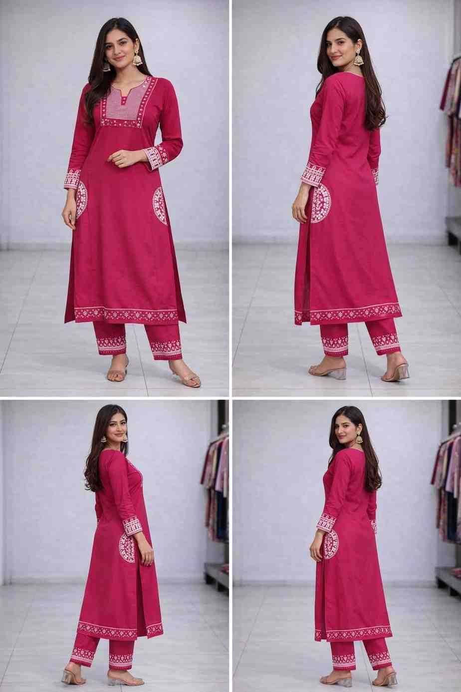 Elegant pink embroidered cord set for women with kurta and pant