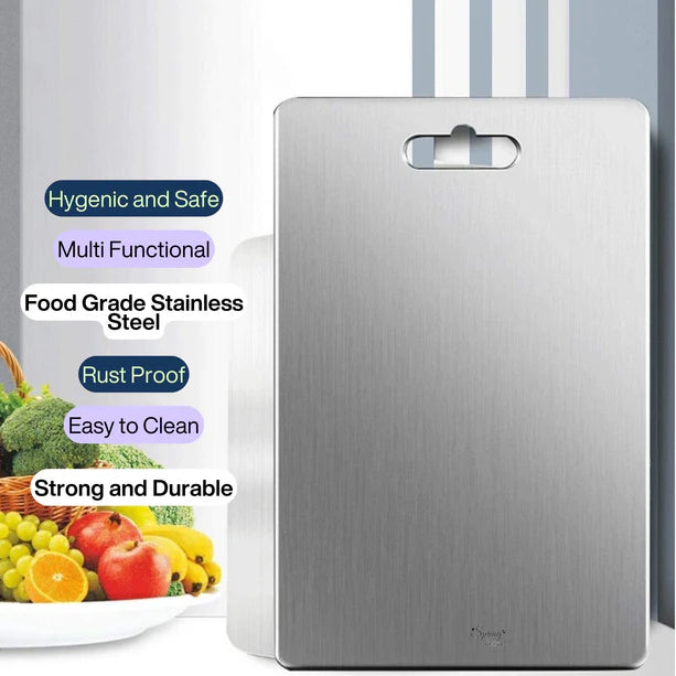 LA' FORTE Premium Combo - 5-Piece Metal Knife Set with Metal Block & Stainless Steel Chopping Board (31 cm x 20.5 cm)