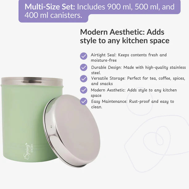3-Piece Premium Kitchen Canister Set | Airtight Storage for Tea, Coffee, Spices & More LA FORTE