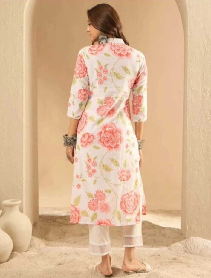 White Floral Designer Kurta
