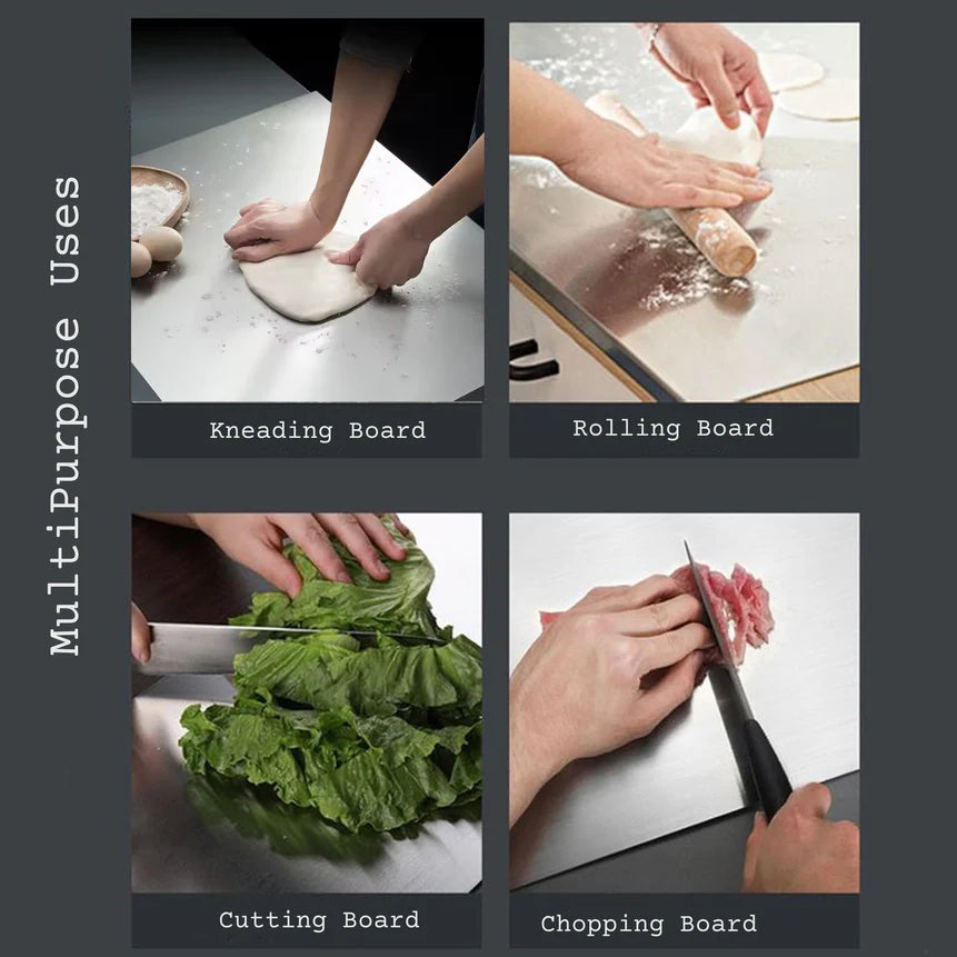Clipon Stainless Steel Chopping and Cutting Board with Folded Hinge Support, 41 cm x 29 cm