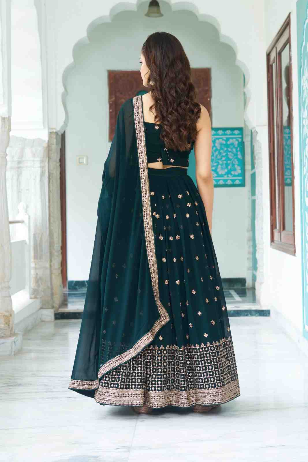 Georgette Heavy Embroidery With Multi Thread & Sequence Work