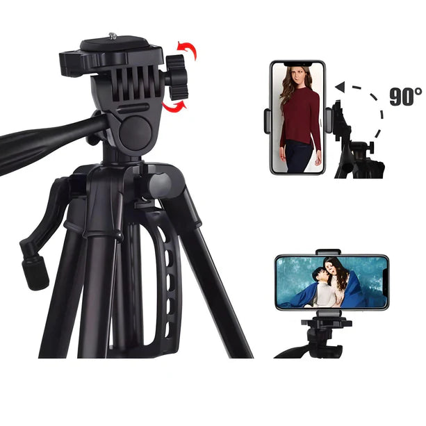 Flixx Mobile Tripod Stand | Sturdy Aluminum, Adjustable Height, 360° Rotatable Head | Lightweight & Heavy-Duty