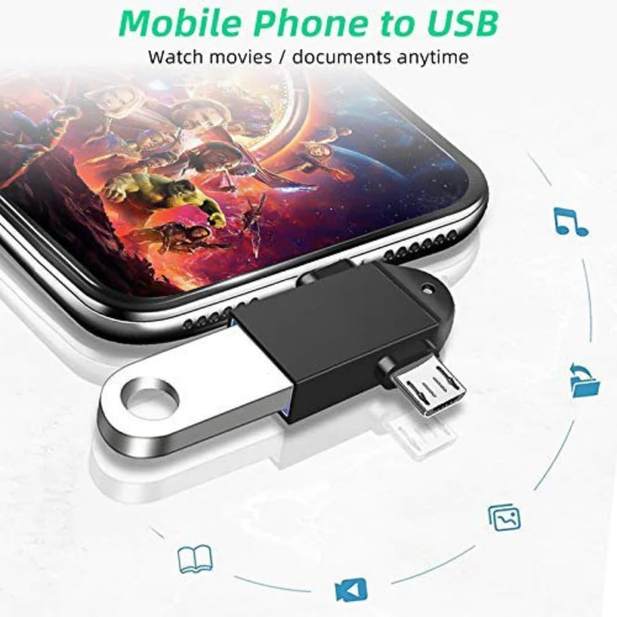 Flixx 2-in-1 OTG Adapter with Micro USB & Type-C Ports