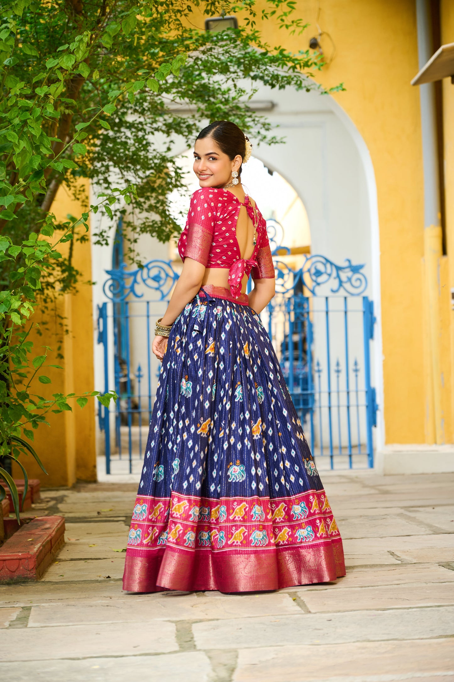 Festive Bandhani Lehenga with Patola Weave Dupatta Pavitr patel