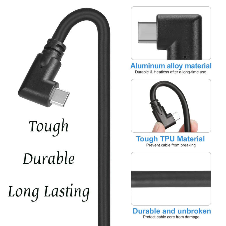 Flixx USB-A to USB-C Cable with 45W Super Fast Charging, 3A High-Speed Data & Power Transfer