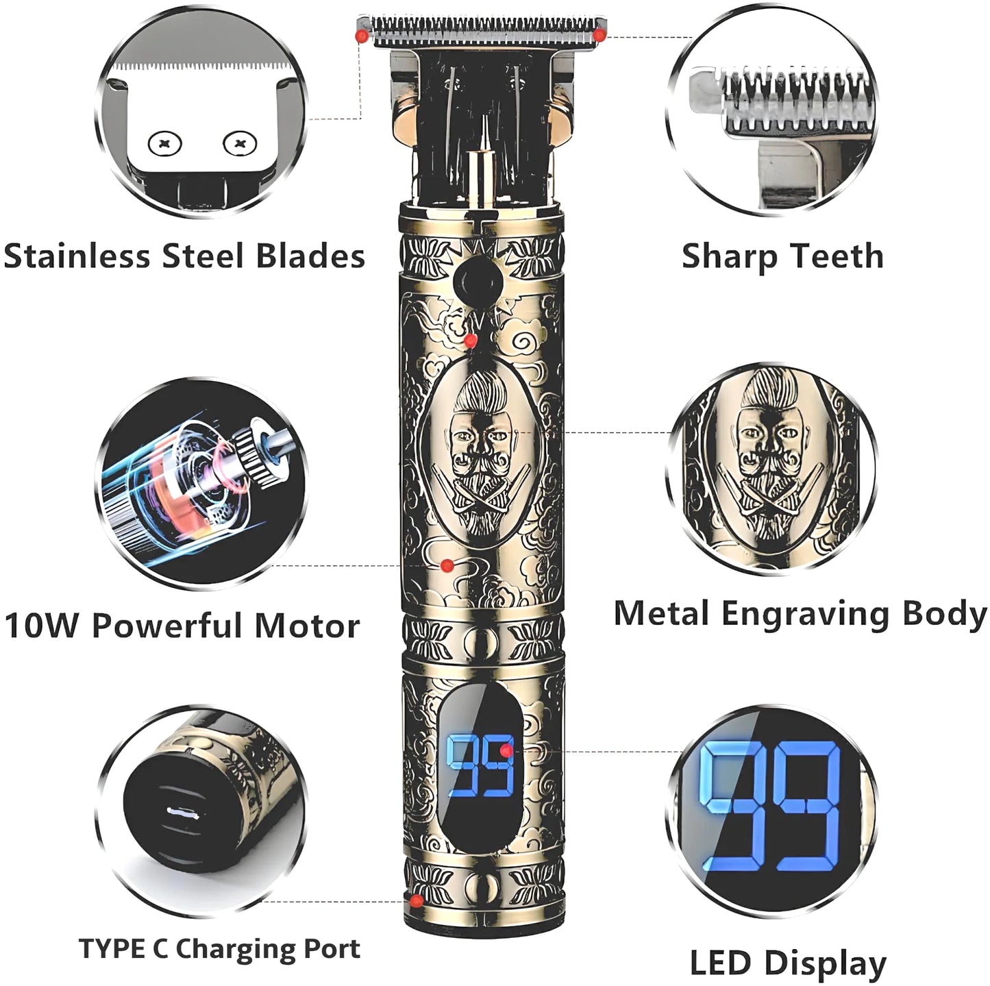 Sale LA' FORTE Heavy Duty Rechargeable Hair Trimmer with Digital Display