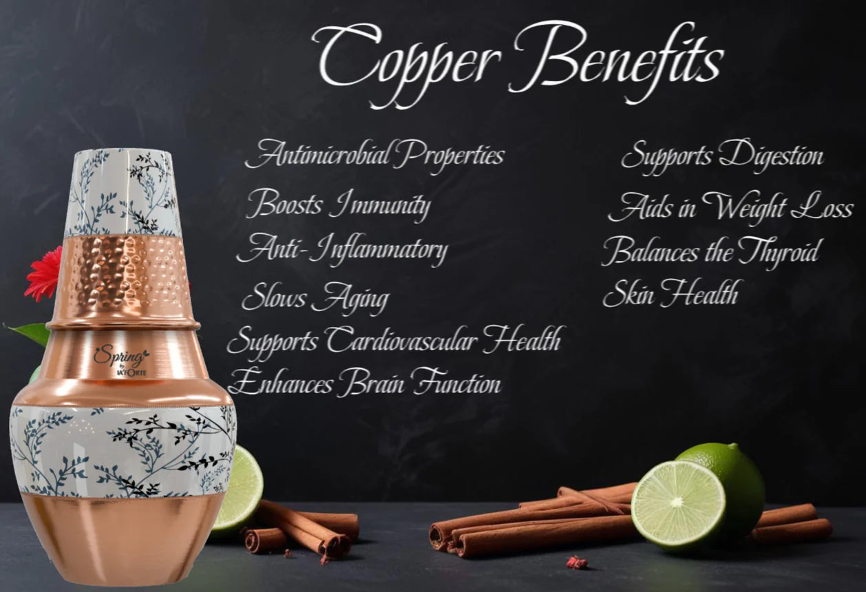 LA'FORTE Copper Bottle Venus Jar 1400 ml (Black Leaf)