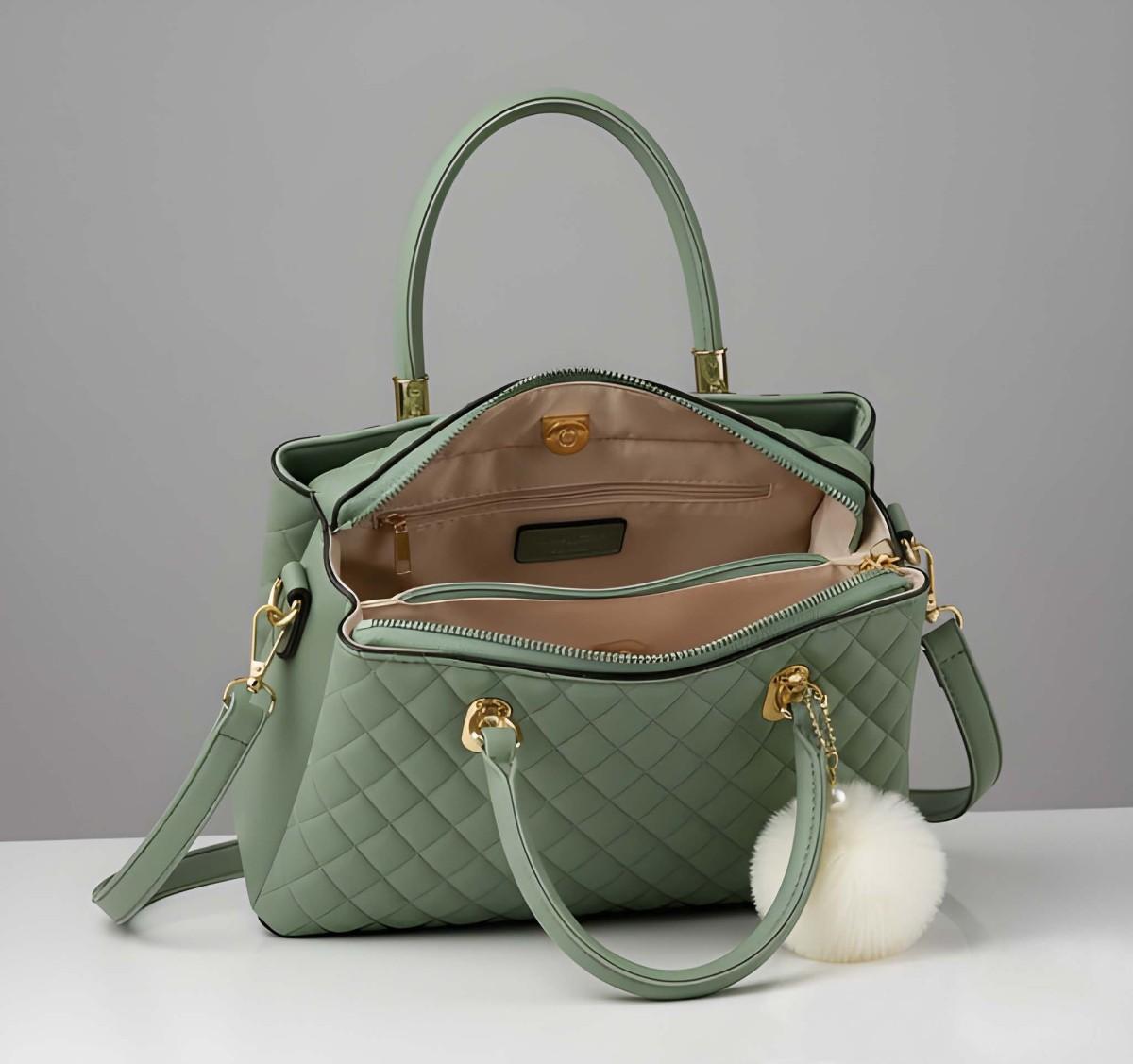 Green quilted handbag