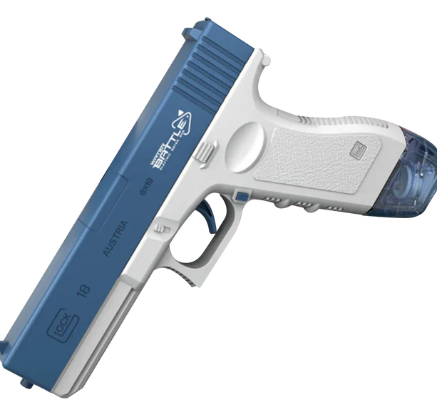 Encasa Electric Water Gun | Holi Pichkari for Kids & Adults | Long-Range Splash Toy with 2 Water Clips | Rechargeable | Summer Outdoor Fun (Blue & Pink)