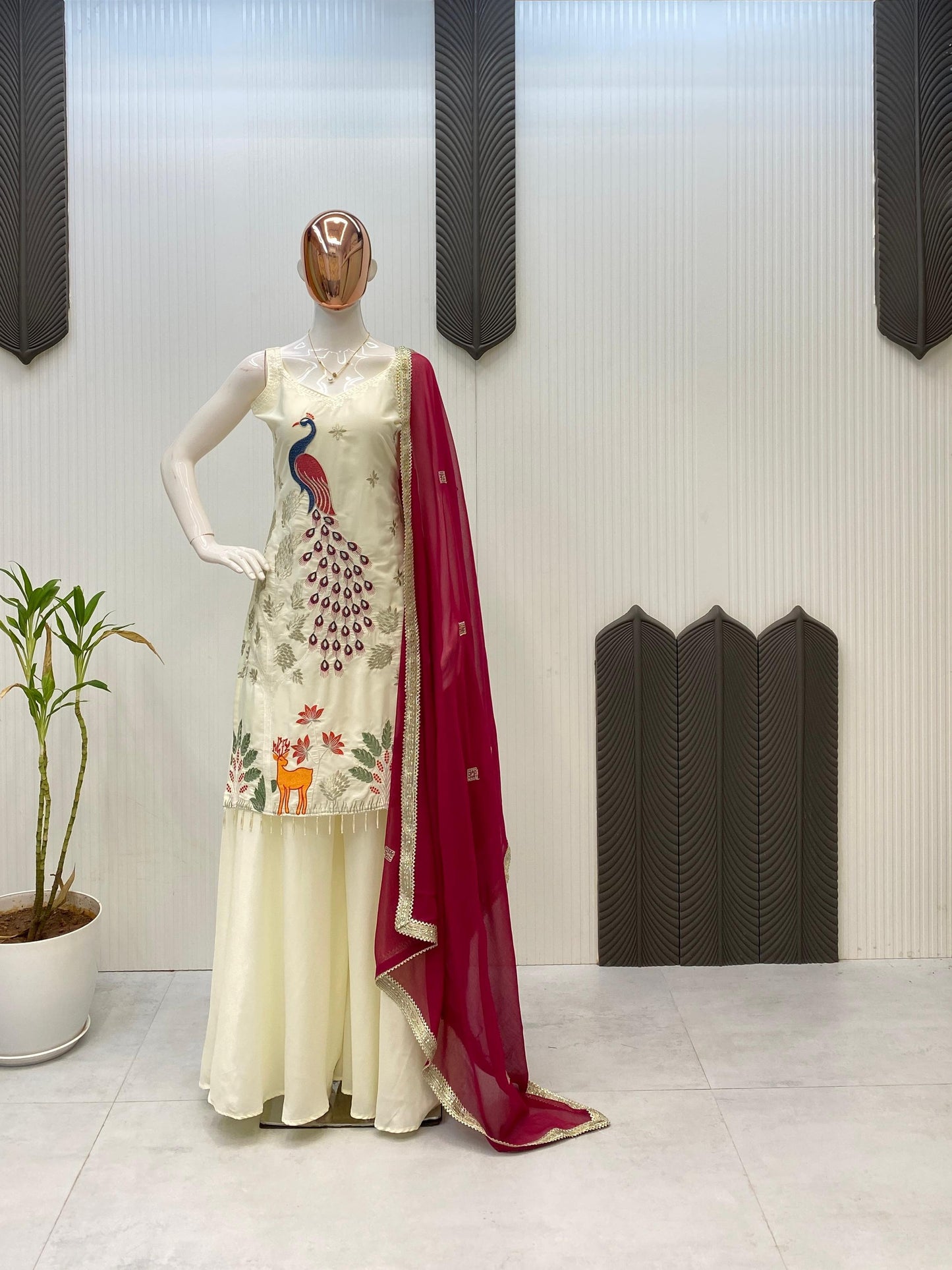 Kurta Set With Embroidered Peacock work