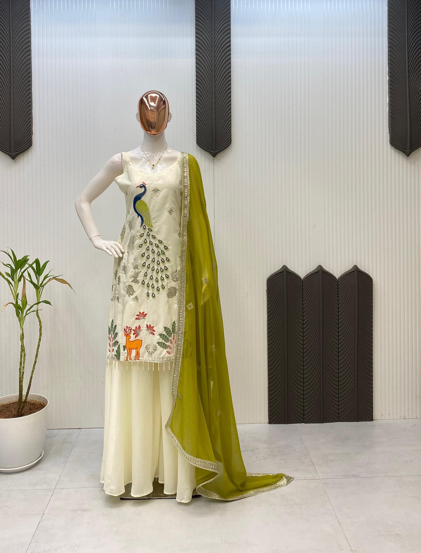 Kurta Set With Embroidered Peacock work