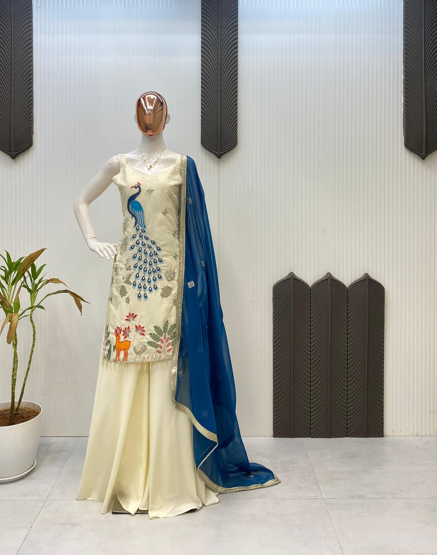 Kurta Set With Embroidered Peacock work