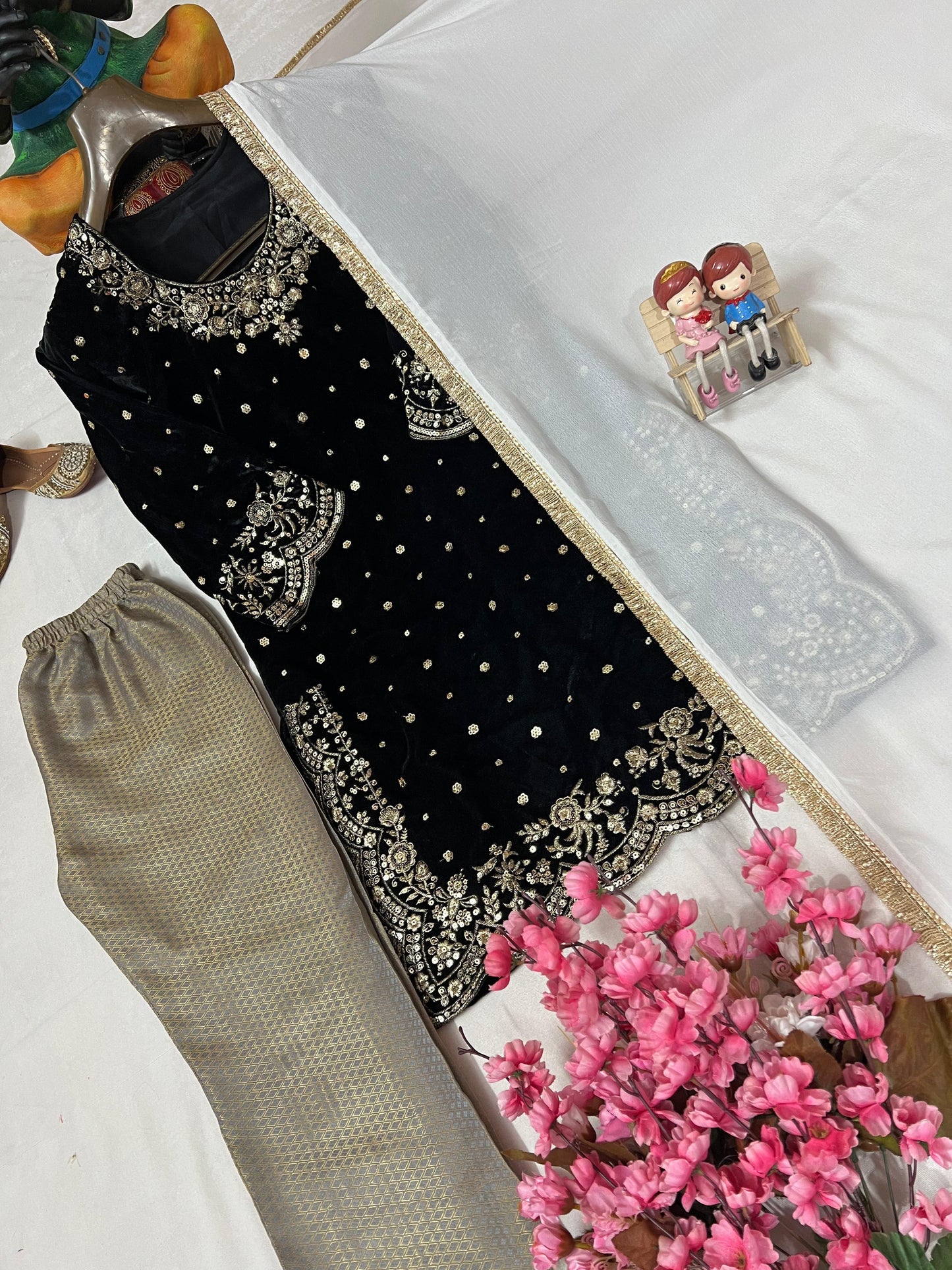 Velvet Kurti Pant Set