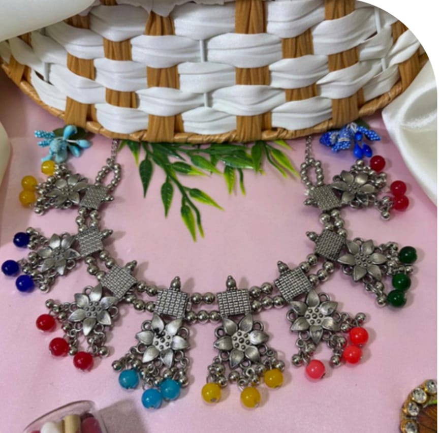 Oxidized German Silver Necklace for Women and Girls