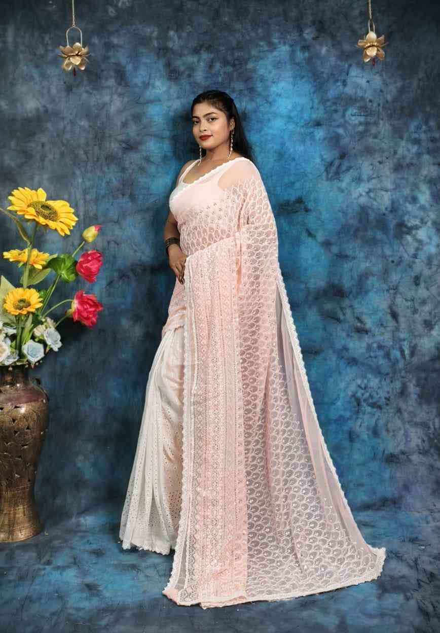 Hakoba embroidery cotton saree with lace border lightweight ethnic wear