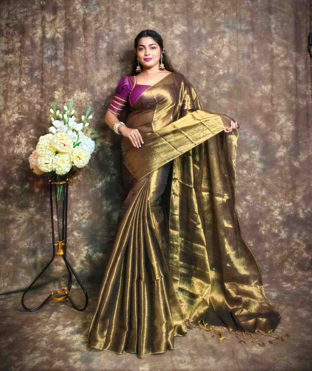 Exclusive Plain Tissue Saree – Winter Special Elegant Saree Hiya’s Boutique