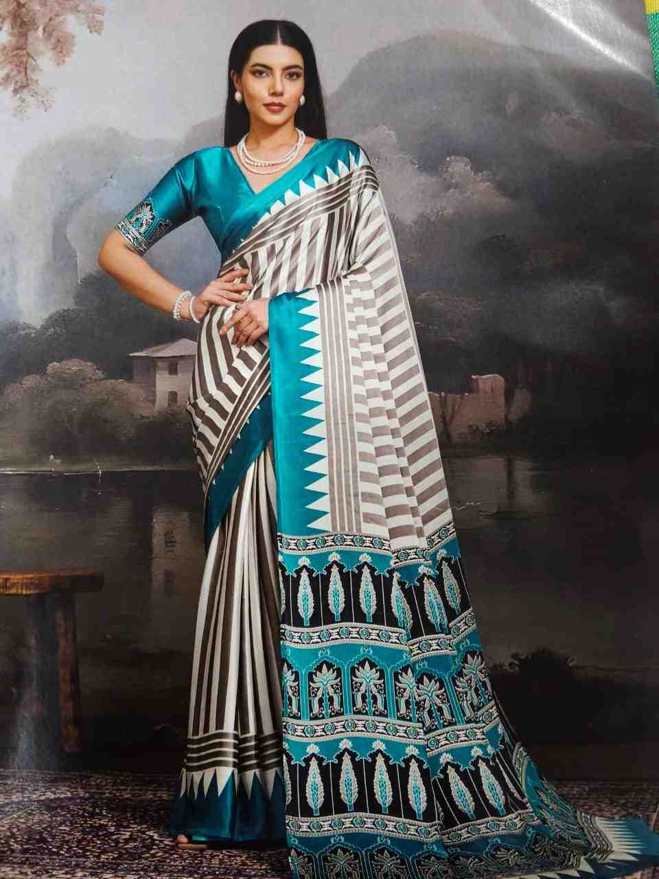 Pure Ajrakh Modal Silk Saree Hiya’s Boutique