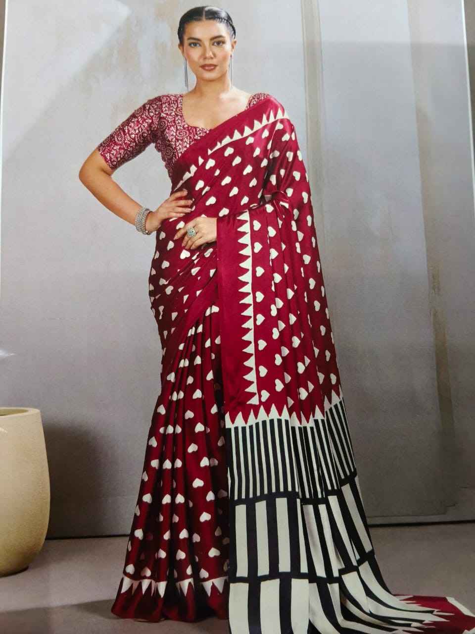 Pure Ajrakh Modal Silk Saree