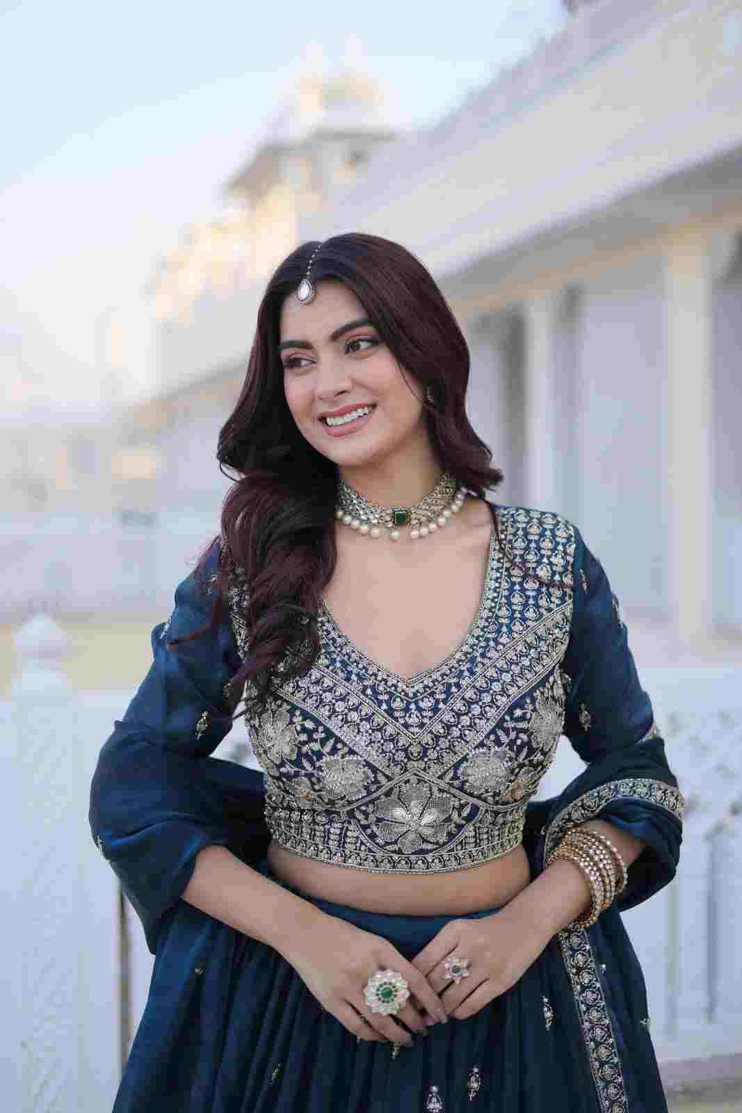 Premium Indian ethnic lehenga choli set for women with zari embroidered Fendy silk fabric