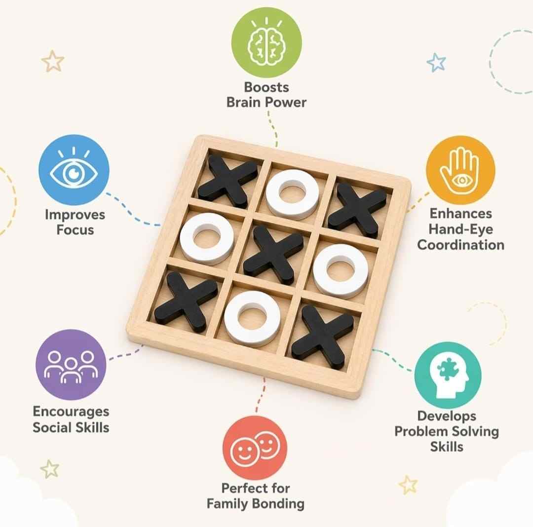 Wooden Tic Tac Toe family brain game