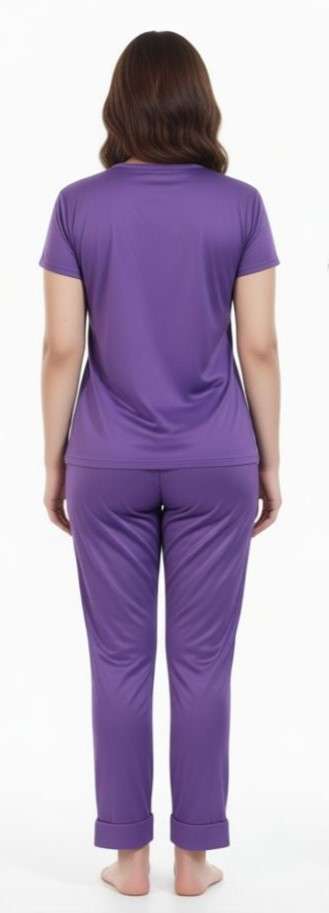 Women Printed Lycra Night Suit Set round neck short sleeve top and pajama comfortable stretchable nightwear