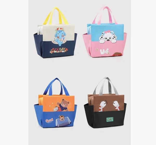 Kids Lunch Tote– Dual Colour, Insulated, Waterproof Food Storage Bag with Adorable Animal Prints