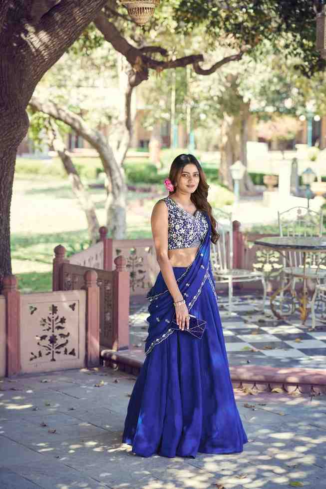 Elegant festive lehenga with sequins detailing