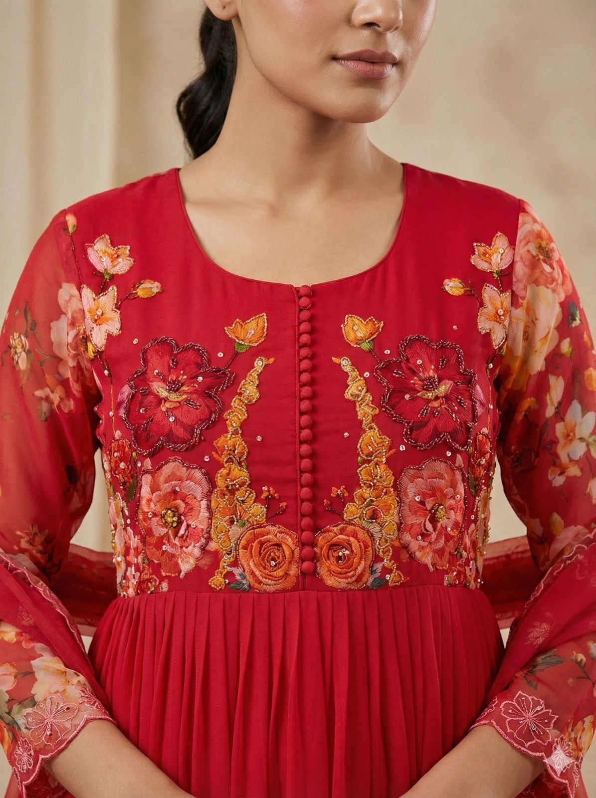 Designer Party Wear Fox Georgette Gown Set with Dupatta & Pant