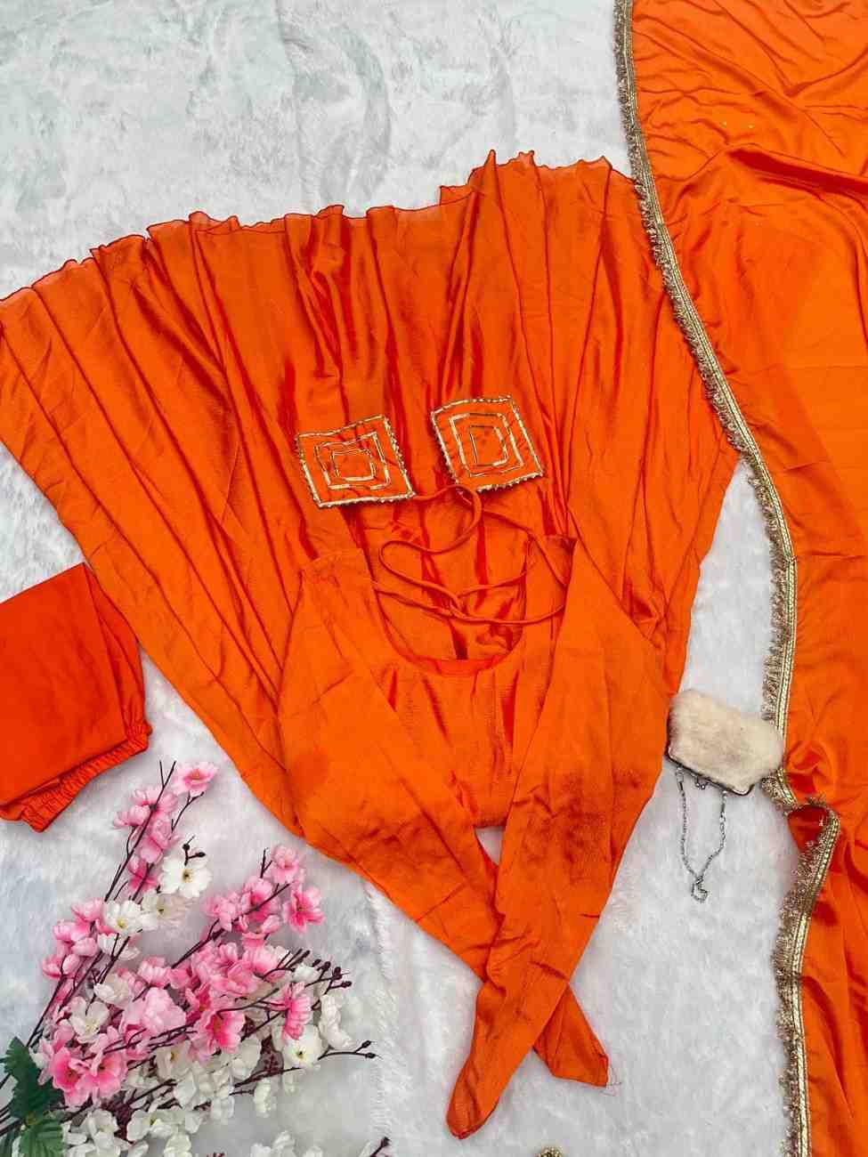 Exclusive Chinnon Silk Anarkali Suit Set with Dupatta