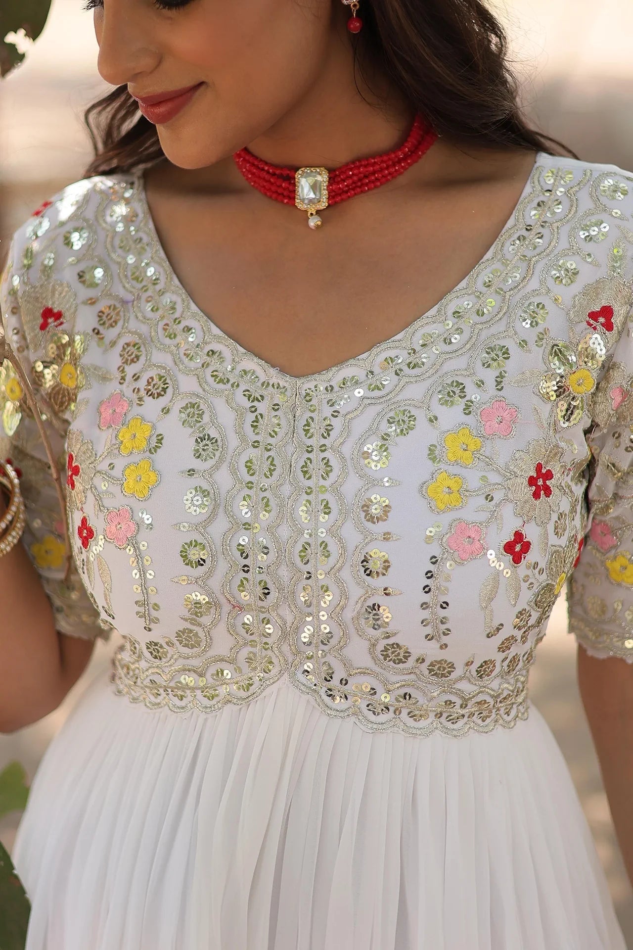 Designer Embroidered Faux Blooming Gown for Women The Shopsy