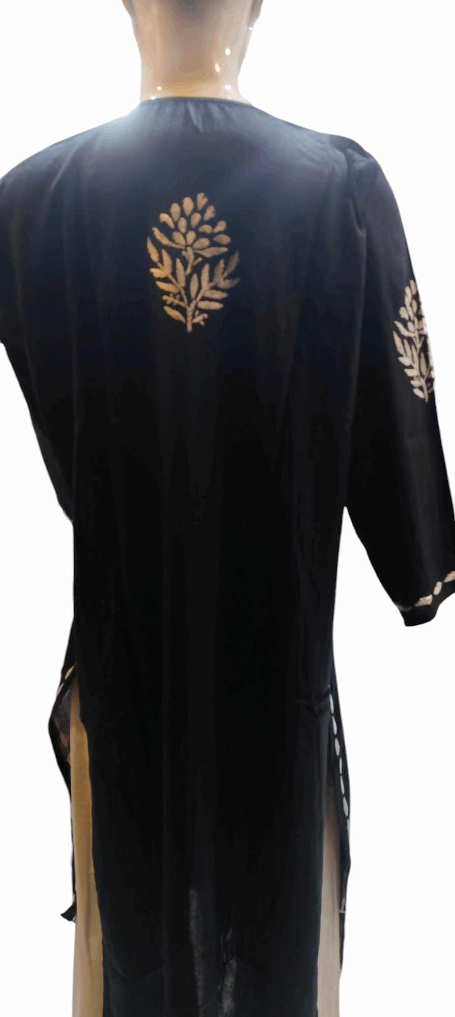 Black Rayon Chikankari Embroidered Kurta for Women